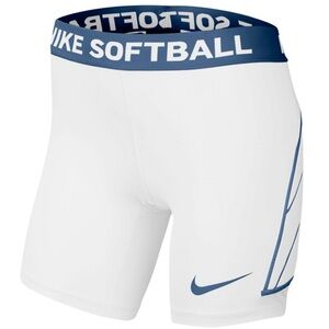 Girls Nike Dri-FIT Softball Slider Shorts | White/Blue | Size Medium